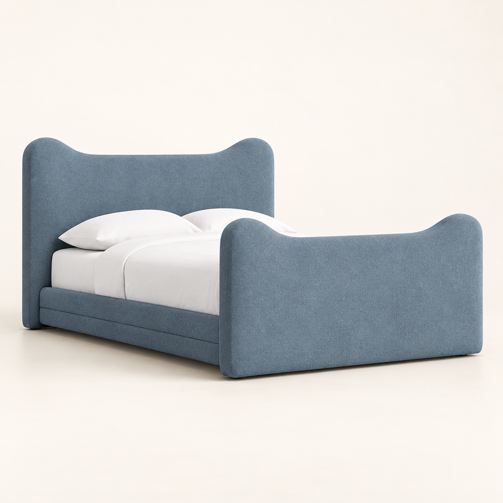 Blush Curve Velvet Bed