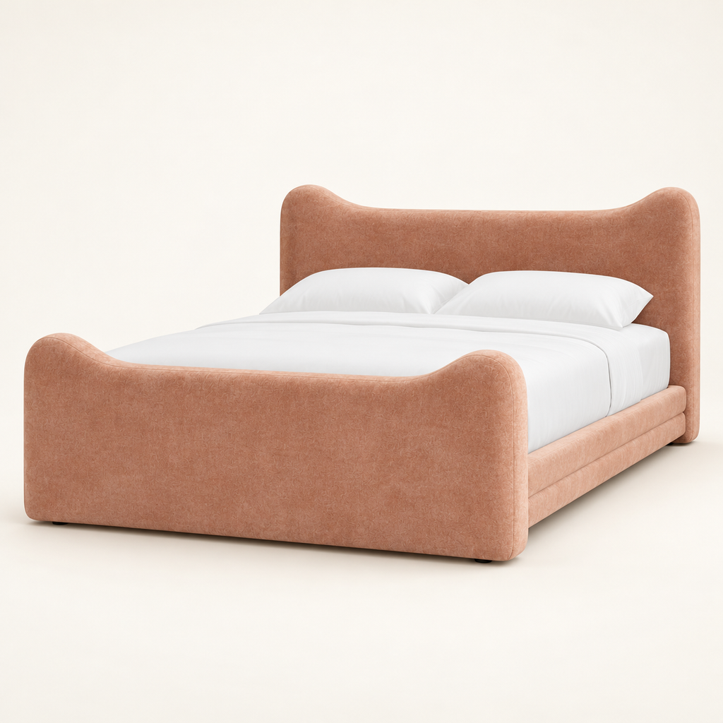 Blush Curve Velvet Bed