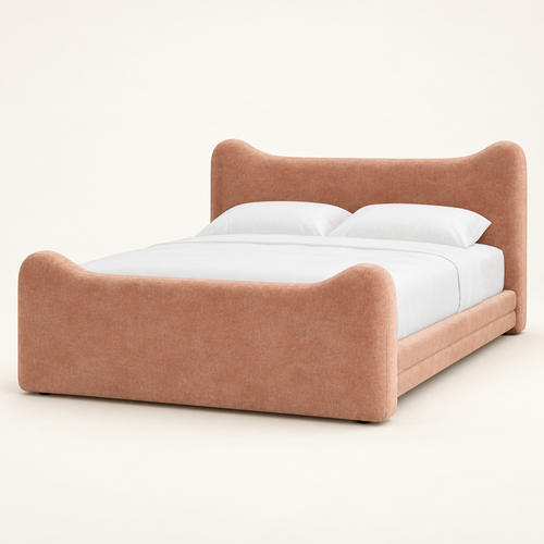 Blush Curve Velvet Bed