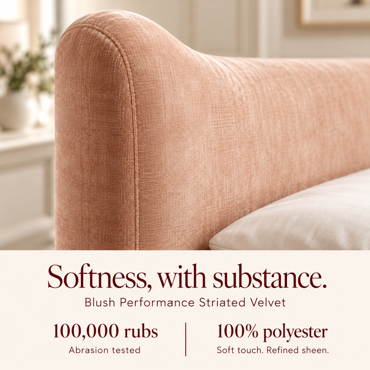 Blush Curve Velvet Bed