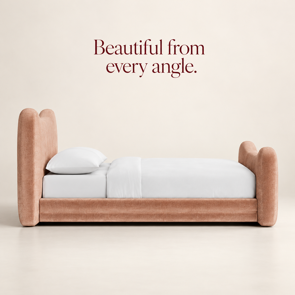 Blush Curve Velvet Bed