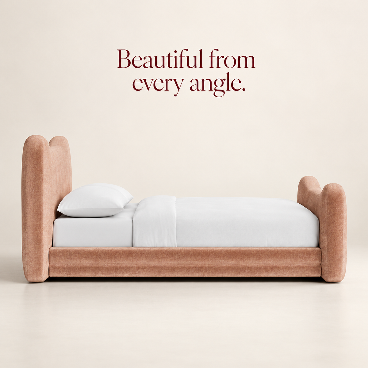 Blush Curve Velvet Bed