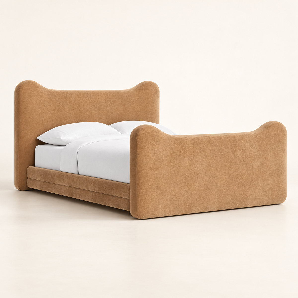 Blush Curve Velvet Bed