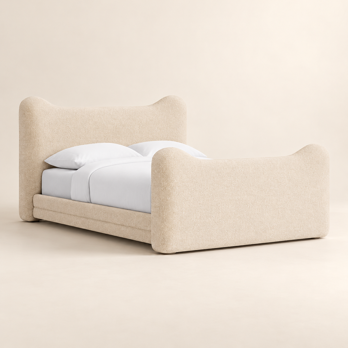Blush Curve Velvet Bed