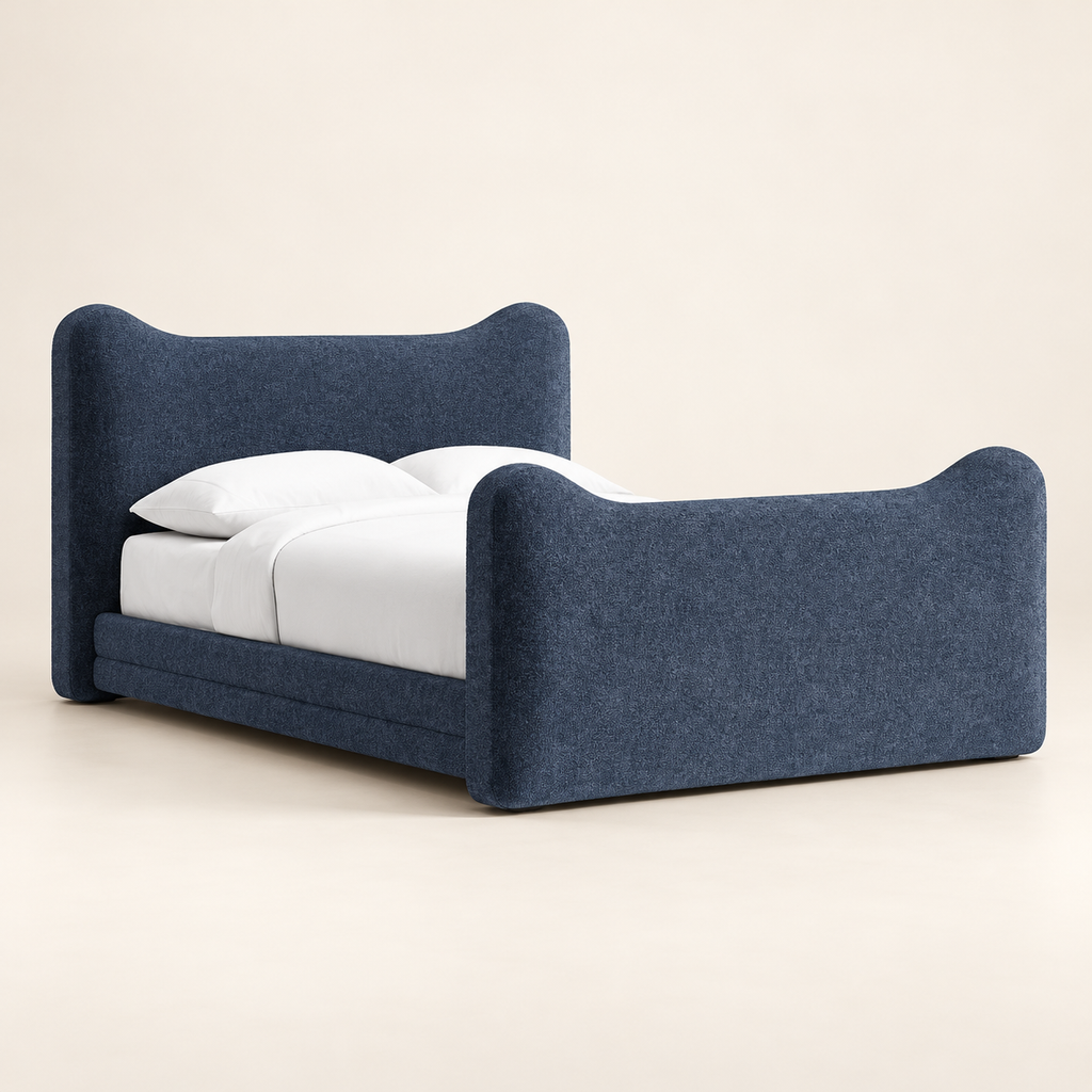 Blush Curve Velvet Bed