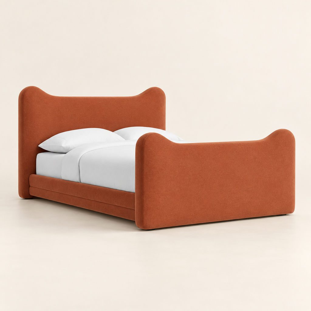 Blush Curve Velvet Bed